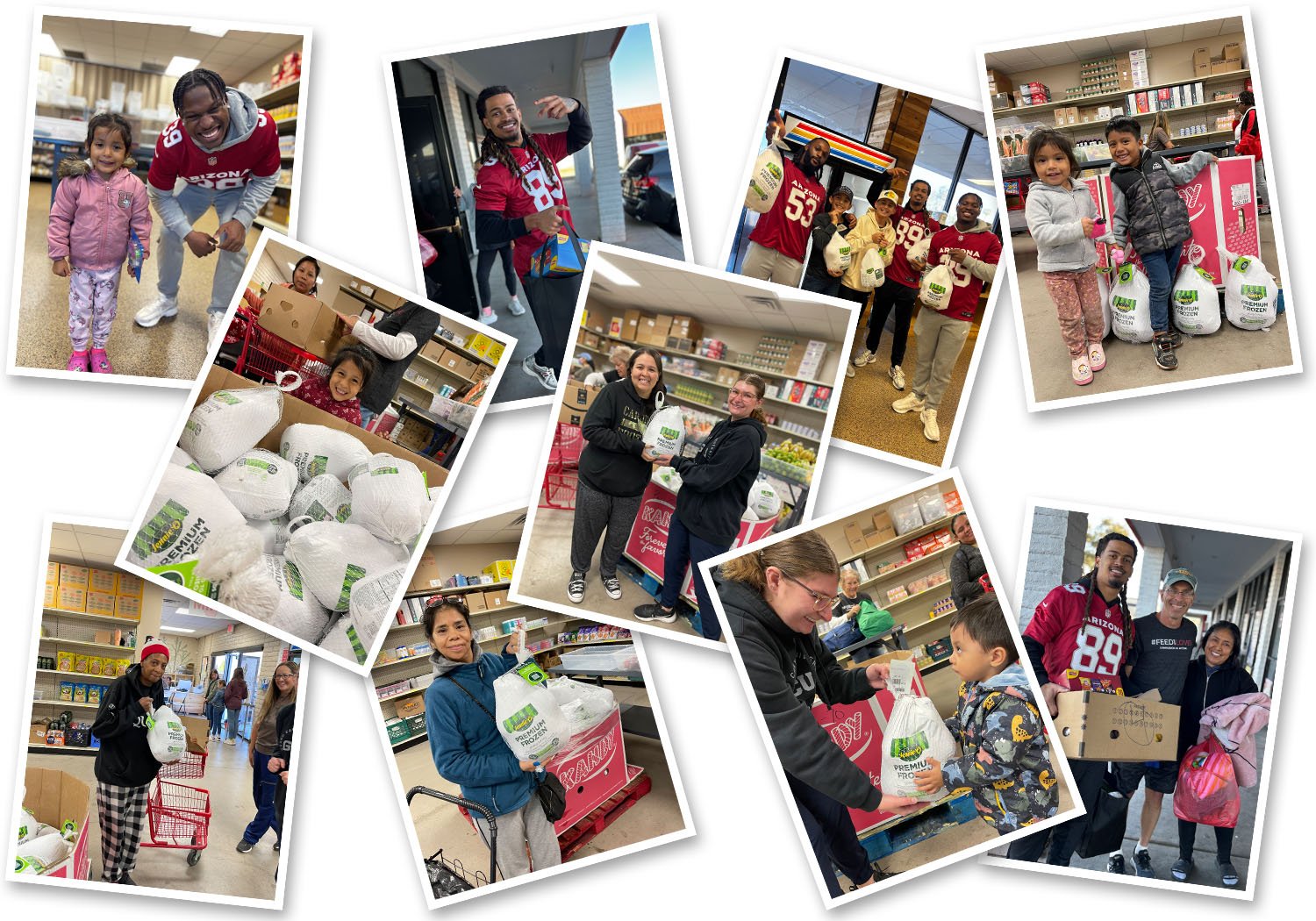 Photos of local families receiving turkeys